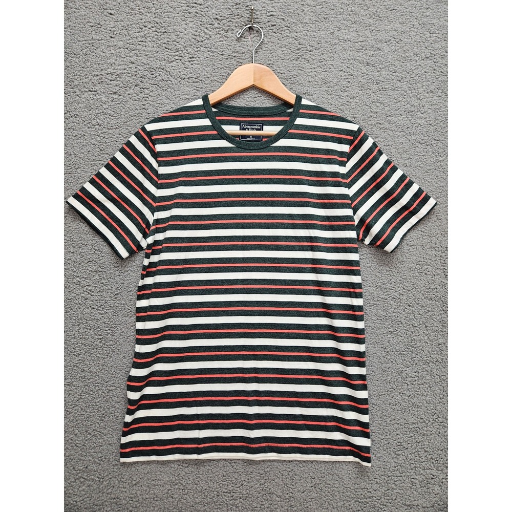 Abercrombie & Fitch T-Shirt M Green Striped Preppy Nautical Casual Tee